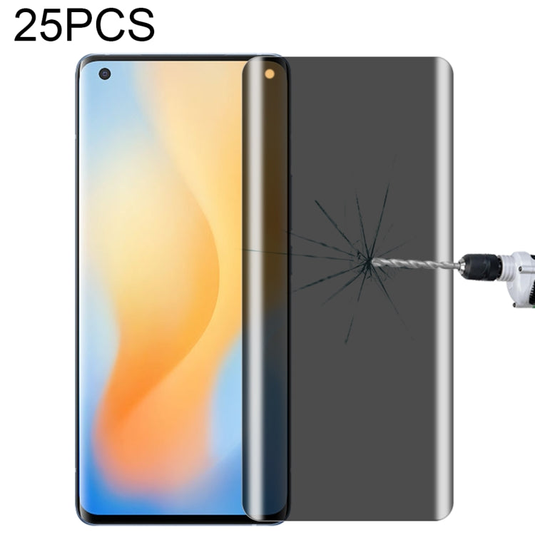 For OnePlus 9 Pro No Fingerprint Unlock 25pcs 0.3mm 9H Surface Hardness 3D Curved Surface Privacy Glass Film