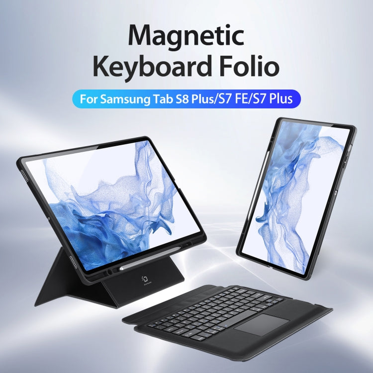 DUX DUCIS DK Floating Magnetic Keyboard Leather Tablet Case, For Samsung Galaxy Tab S8+ / S7+ / S7 FE