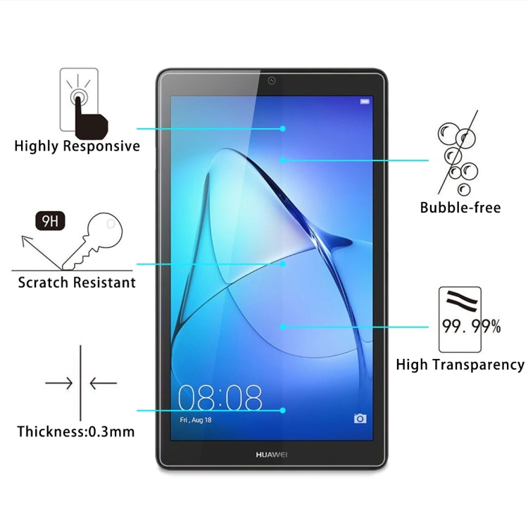 100 PCS for HUAWEI MediaPad T3 7.0 inch 0.3mm 9H Surface Hardness Full Screen Tempered Glass Screen Protector, For MediaPad T3 7.0
