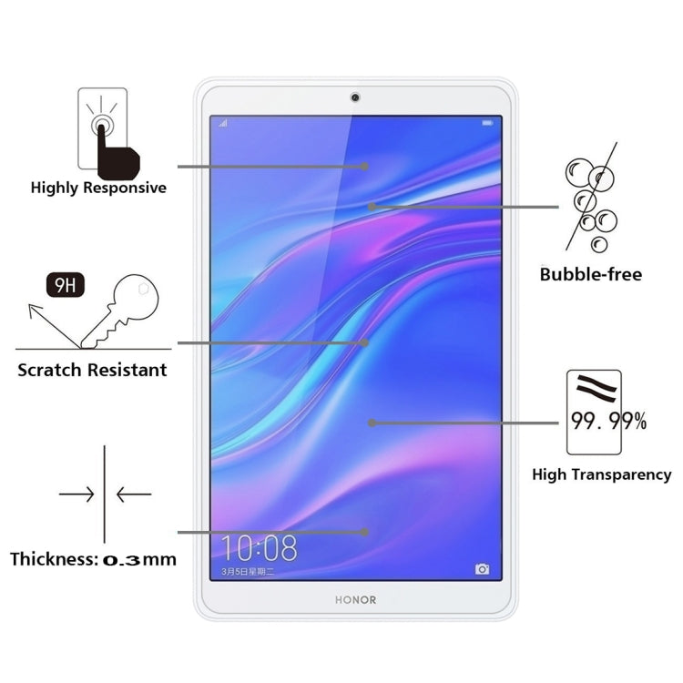 75 PCS 9H Surface Hardness 8 Inches Anti-fingerprint Explosion-proof Tempered Glass Film for Huawei Honor Tab 5, Huawei Honor Tab 5