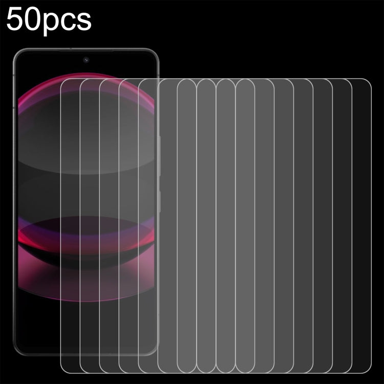 50pcs 0.26mm 9H 2.5D Tempered Glass Film, For Sharp Basio Active3, For Sharp Aquos Sense9 Plus, For Sharp Aquos Sense9, For Sharp Aquos R9 Pro, For Sharp Aquos Wish4, For Sharp Aquos R9, For Sharp Basio Active, For Sharp Aquos R8 Pro, For Sharp Aquos R8