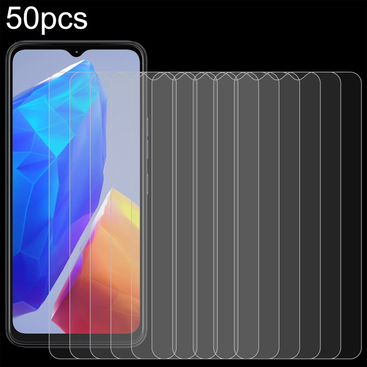 50pcs 0.26mm 9H 2.5D Tempered Glass Film, For Itel Power 70, For Itel S25 Ultra, For Itel S25, For Itel A80, For Itel P65, For Itel A50C, For Itel A50, For Itel S18 Pro, For Itel P40+, For Itel A23 Pro, For Itel P55 5G, For Itel RS4, For Itel S24