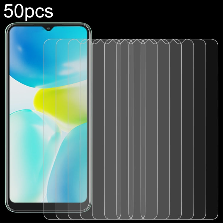 50pcs 0.26mm 9H 2.5D Tempered Glass Film, For Itel Power 70, For Itel S25 Ultra, For Itel S25, For Itel A80, For Itel P65, For Itel A50C, For Itel A50, For Itel S18 Pro, For Itel P40+, For Itel A23 Pro, For Itel P55 5G, For Itel RS4, For Itel S24