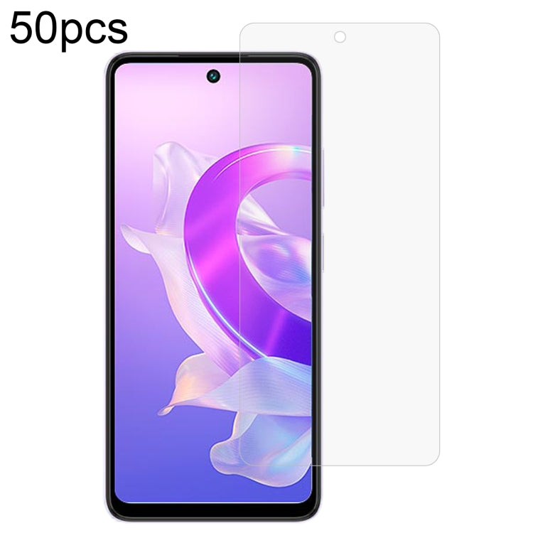 50pcs 0.26mm 9H 2.5D Tempered Glass Film, For Itel Power 70, For Itel S25 Ultra, For Itel S25, For Itel A80, For Itel P65, For Itel A50C, For Itel A50, For Itel S18 Pro, For Itel P40+, For Itel A23 Pro, For Itel P55 5G, For Itel RS4, For Itel S24