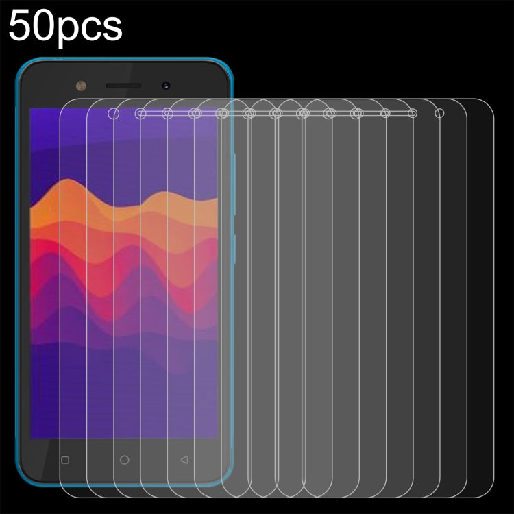 50pcs 0.26mm 9H 2.5D Tempered Glass Film, For Itel Power 70, For Itel S25 Ultra, For Itel S25, For Itel A80, For Itel P65, For Itel A50C, For Itel A50, For Itel S18 Pro, For Itel P40+, For Itel A23 Pro, For Itel P55 5G, For Itel RS4, For Itel S24