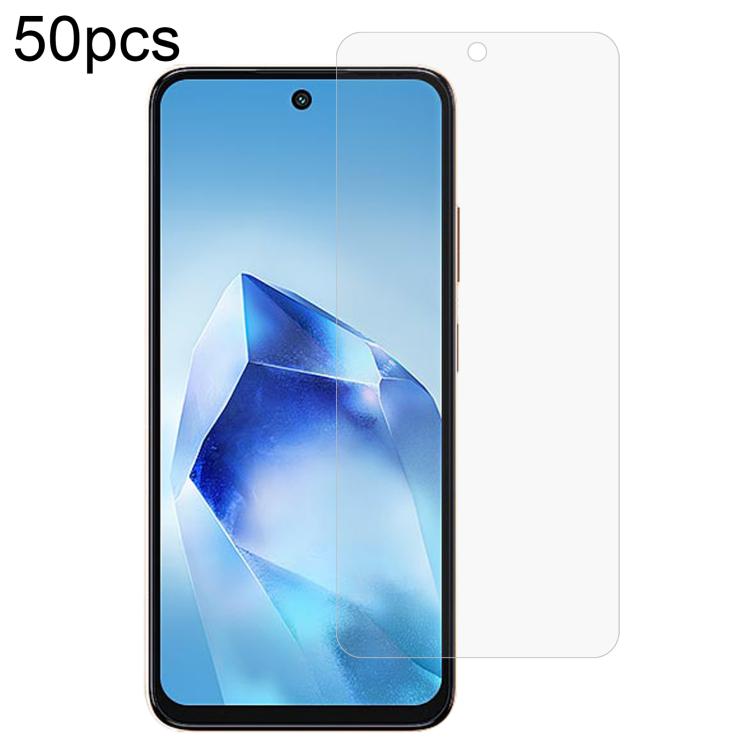 50pcs 0.26mm 9H 2.5D Tempered Glass Film, For Itel Power 70, For Itel S25 Ultra, For Itel S25, For Itel A80, For Itel P65, For Itel A50C, For Itel A50, For Itel S18 Pro, For Itel P40+, For Itel A23 Pro, For Itel P55 5G, For Itel RS4, For Itel S24