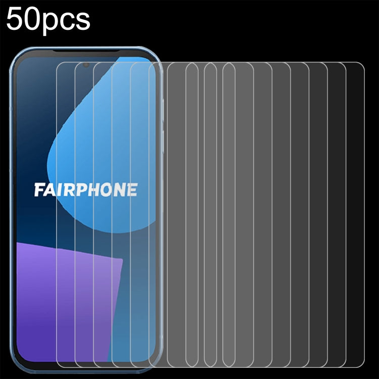 50pcs 0.26mm 9H 2.5D Tempered Glass Film, For Fairphone 5