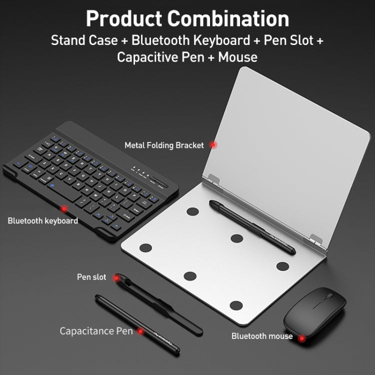 GKK Metal Folding Holder + Bluetooth Keyboard + Pen + Pen Slots + Mouse Set