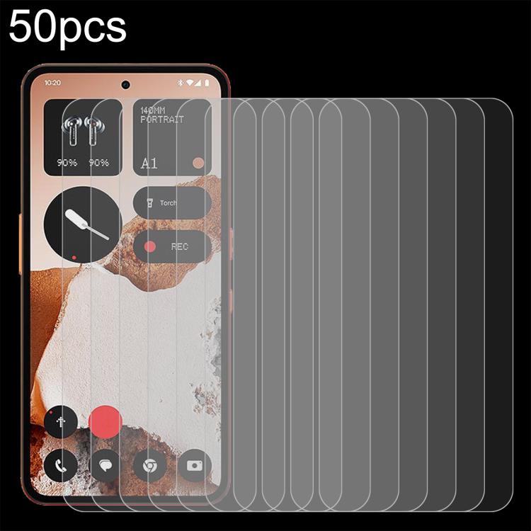 50pcs 0.26mm 9H 2.5D Tempered Glass Film, For Nothing Phone 3, For Nothing CMF Phone 2 Pro, For Nothing Phone 3a, For Nothing Phone 3a Pro, For Nothing Phone 2a Plus, For Nothing CMF Phone 1, For Nothing Phone 2a