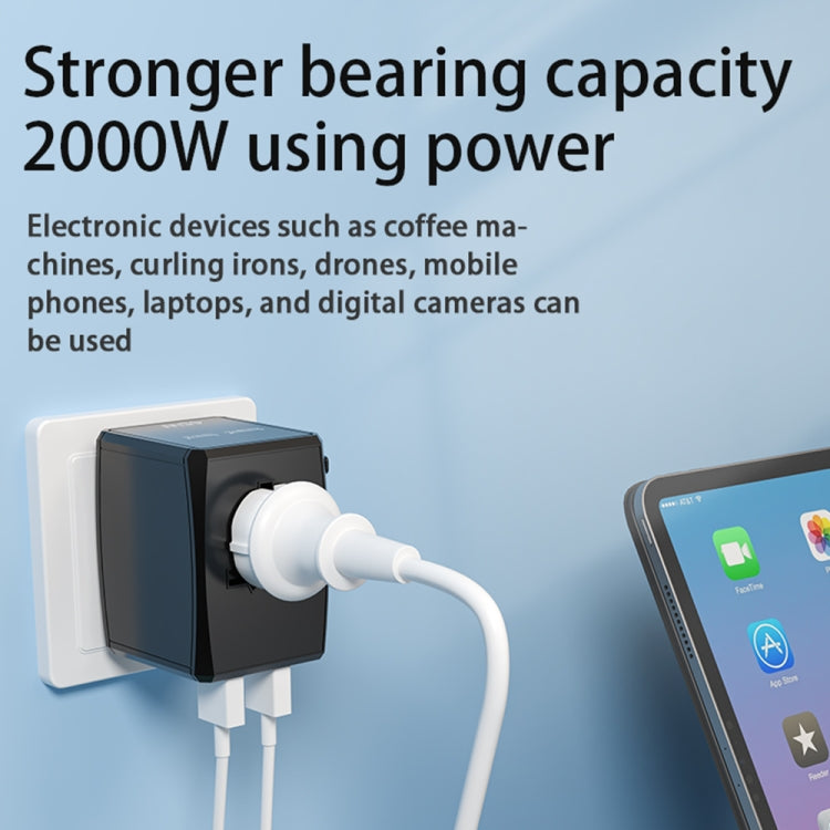 HHT905 PD 65W Dual USB+Dual Type-C Interface Multi-function Universal Travel Conversion Plug, 65W