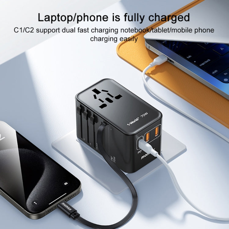 MOMAX 1-World+ 70W Gallium Nitride Expansion Cable Global Conversion Socket Power Adapter