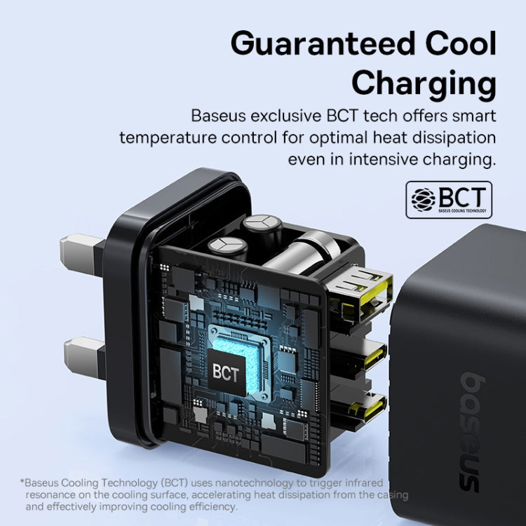 Baseus PD65W USB and 2 USB-C / Type-C Fast Charger With 1m Type-C Cable, UK Plug