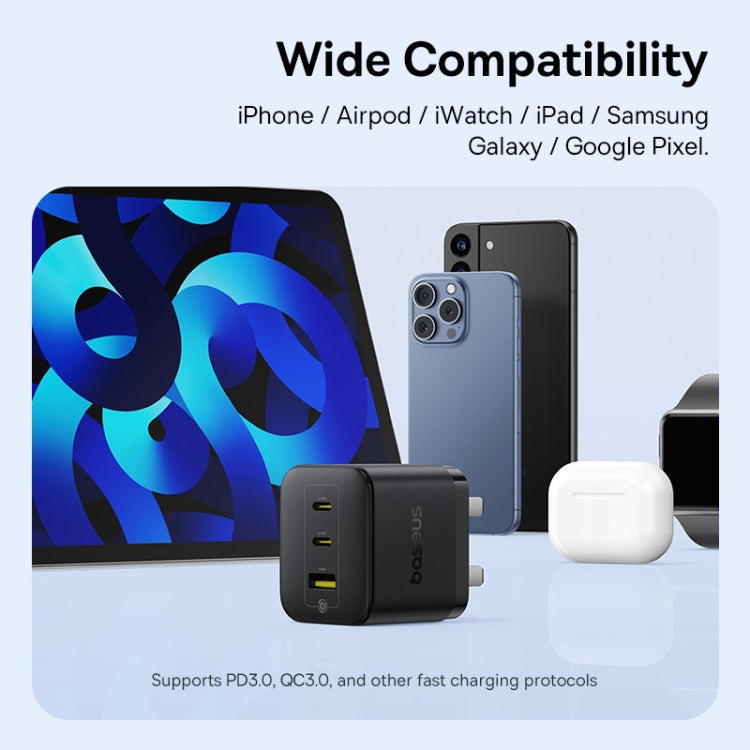 Baseus PD65W USB and 2 USB-C / Type-C Fast Charger With 1m Type-C Cable, UK Plug