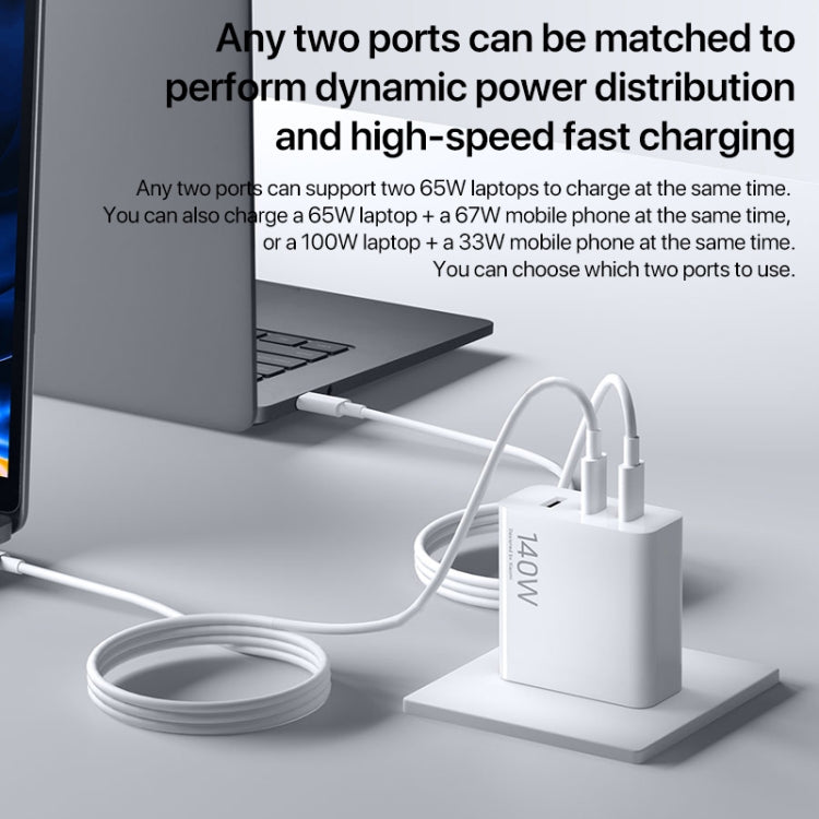 Original Xiaomi 140W 1 x USB + 2 x USB-C / Type-C Three Ports GaN Fast Charger Set, US Plug, 140W GaN Fast Charger Set