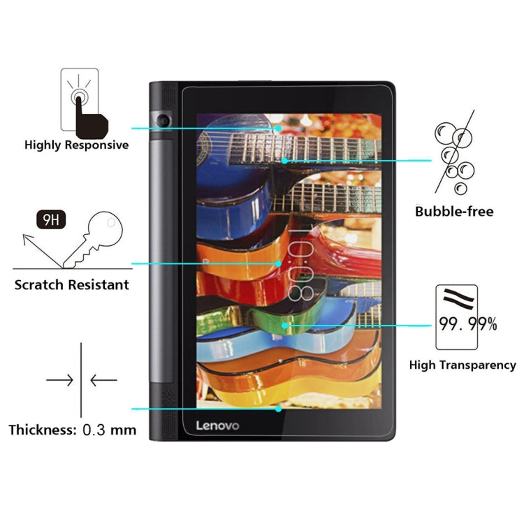 75 PCS for Lenovo YOGA Tab 3 10 inch / YT3-X50F 0 0.3mm 9H Hardness Tempered Glass Screen Film, For X50F