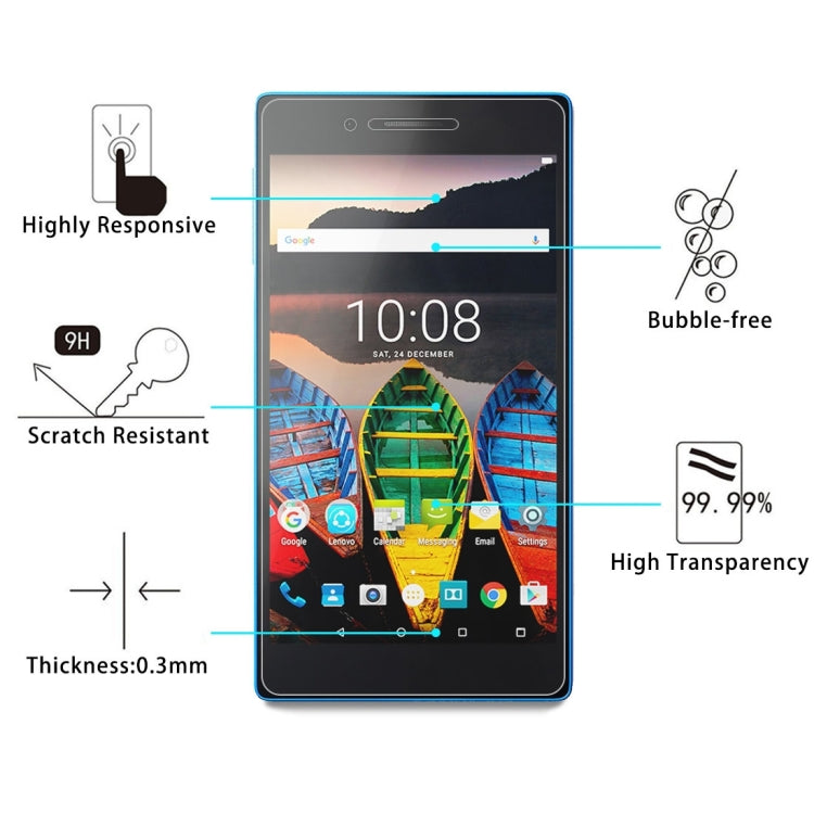 100 PCS for Lenovo Tab3 730M 0.3mm 9H Surface Hardness Tempered Glass Screen Protector, For 730M