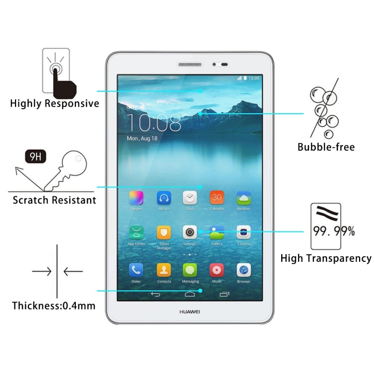 75 PCS for HUAWEI MediaPad T2 8.0 Pro 0.4mm 9H Surface Hardness Full Screen Tempered Glass Screen Protector, For T2 8.0 Pro