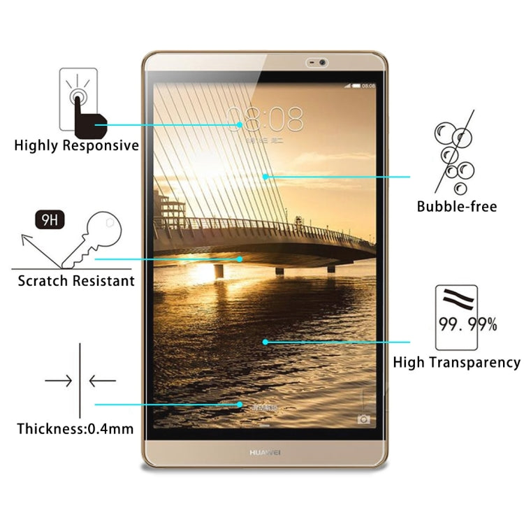 75 PCS 0.4mm 9H Surface Hardness Explosion-proof Tempered Glass Film for Huawei MediaPad M2 8.0, For M2 8.0